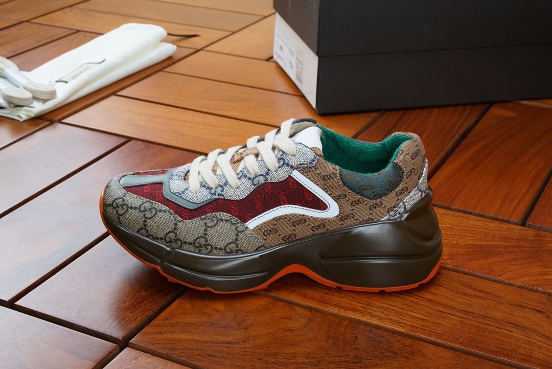 GUCCI SHOES GUCCI Men and Women's GG Rhyton sneaker 619891（190USD)(0566)