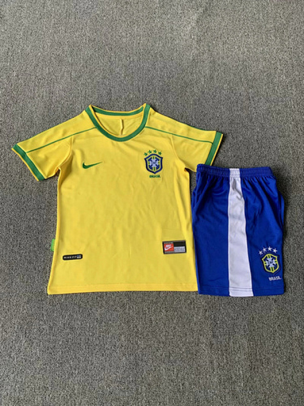vintage Brazil retro kids sets 1998 maglia calcio maillot football camisetas futbol37D0