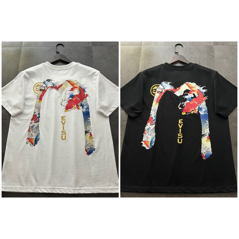 EVISU 1580）Evisu 福神 25新款 大M 錦鯉 老鷹 家徽 字母 海鷗 短袖 短T �