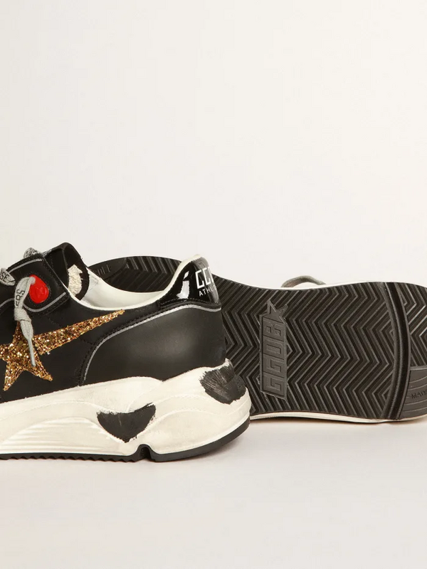 golden goose Black Running Sole sneakers with glittery gold star(0B6C)