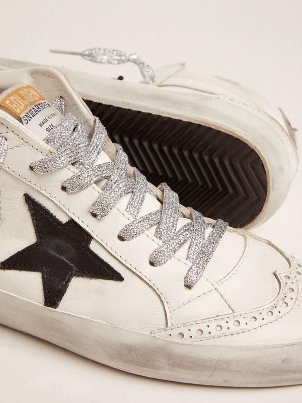 golden goose Mid-Star sneakers with laminated heel tab and glittery laces(FB37)