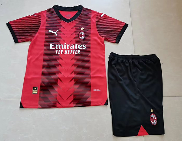 soccer jerseys Cheap ac milan home kids sets 2023 24 maglia calcio maillot football cam