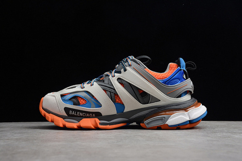 BALENCIAGA TRACK [ECBA800465D]-[3.0 TRIPLE S SNEAKER GOMMA MAILLE GRIS∕ORANGE∕BLUE]-[UNISEX︰36