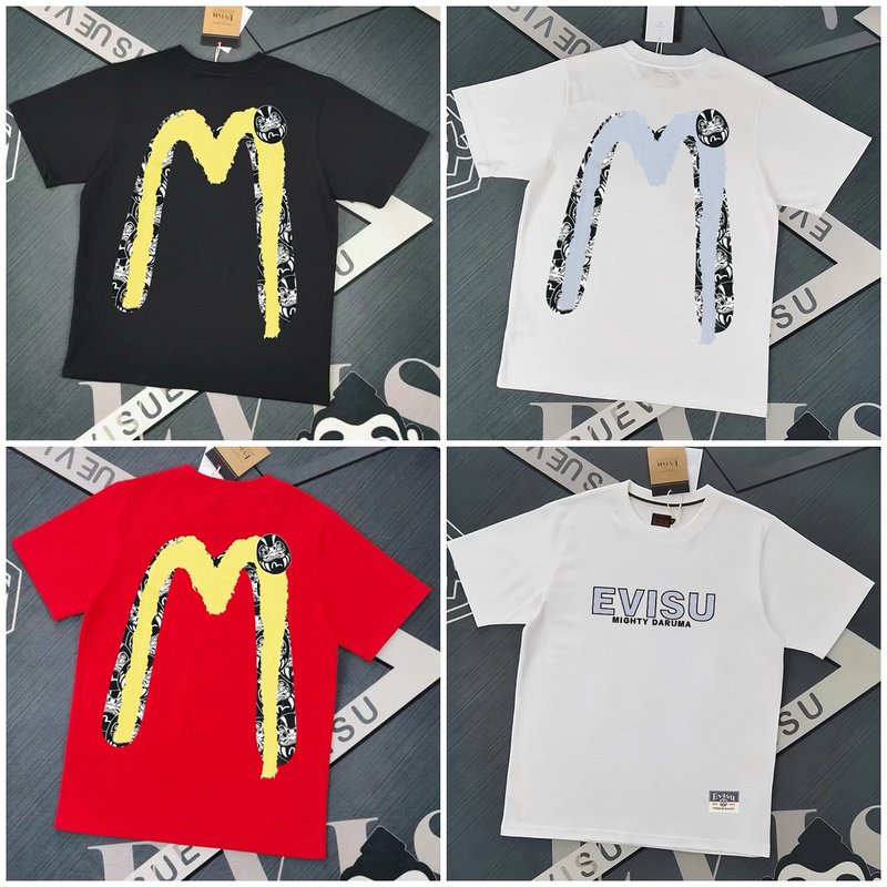 EVISU 1580）EVISU 福神 25新款 重疊 大m 不倒翁 字母 短袖 短T 潮流 時�