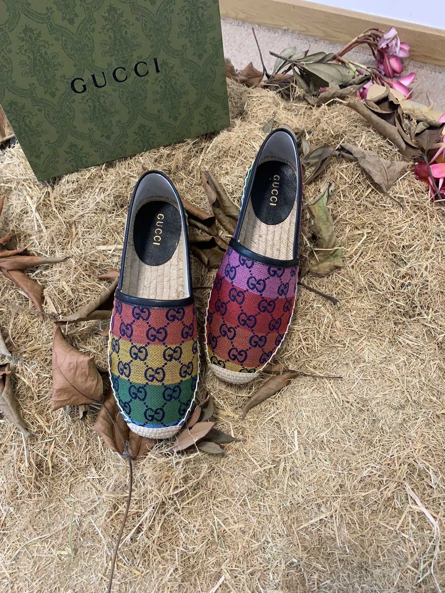 GUCCI SHOES Gucci GG Multicolor espadrille 663674(140 usd)(B846)