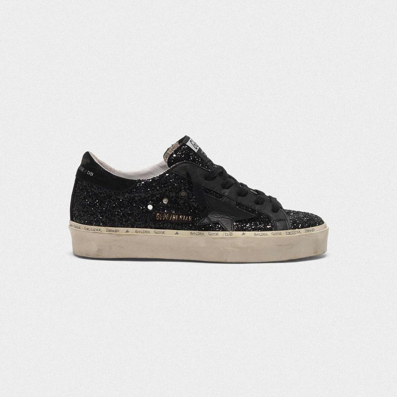 golden goose Hi Star sneakers black glitter upper(D483)