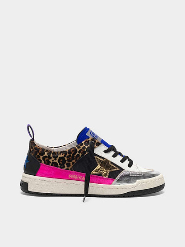 golden goose Yeah! sneakers in leopard-print pony skin with a gold star(49ED)