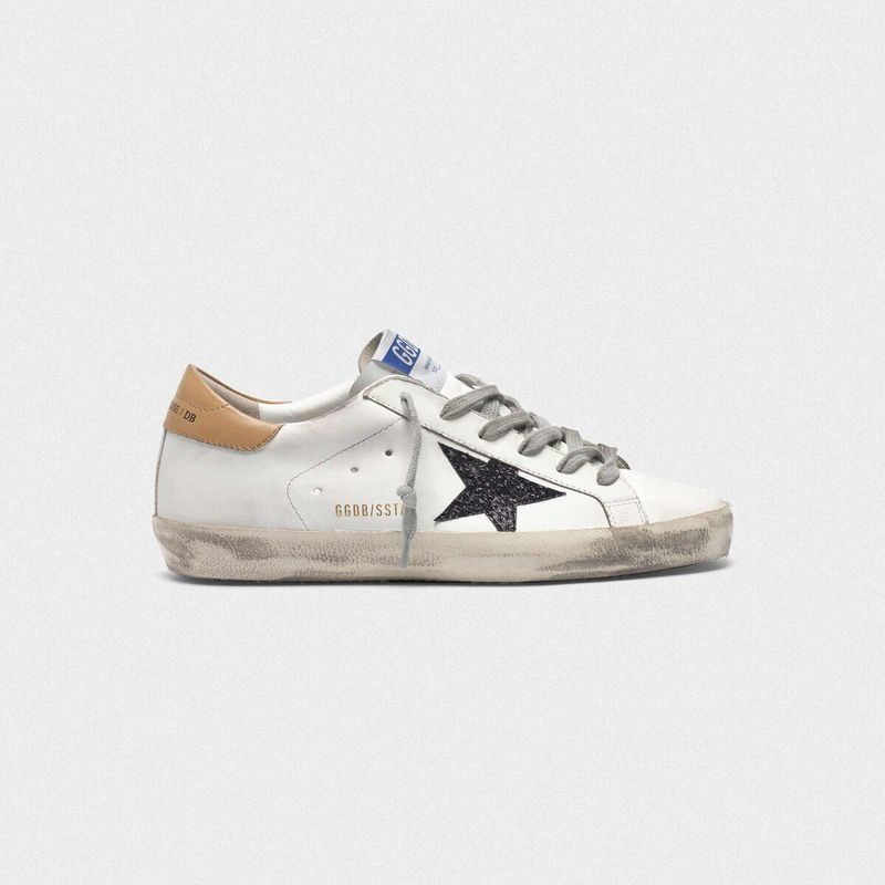 golden goose Superstar sneakers in leather with glittery star yellow(FB7F)