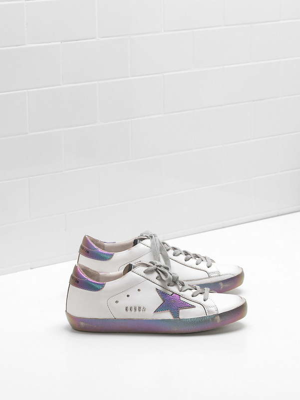 golden goose SUPERSTAR Sneakers G31WS590.C68 Upper In Calf Leather Star In Iridescent Leather