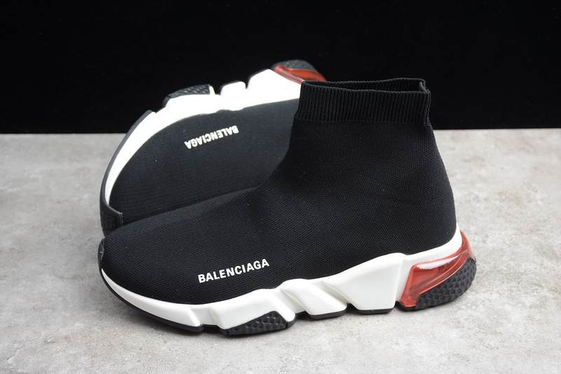 BAL-ENCIA-GA SPEED 【360】[BA-LEN-CIAGA SPEED STRETCH-KNIT MID SNEAKERS BLACK∕WHITE∕RED]-[WOMAN︰