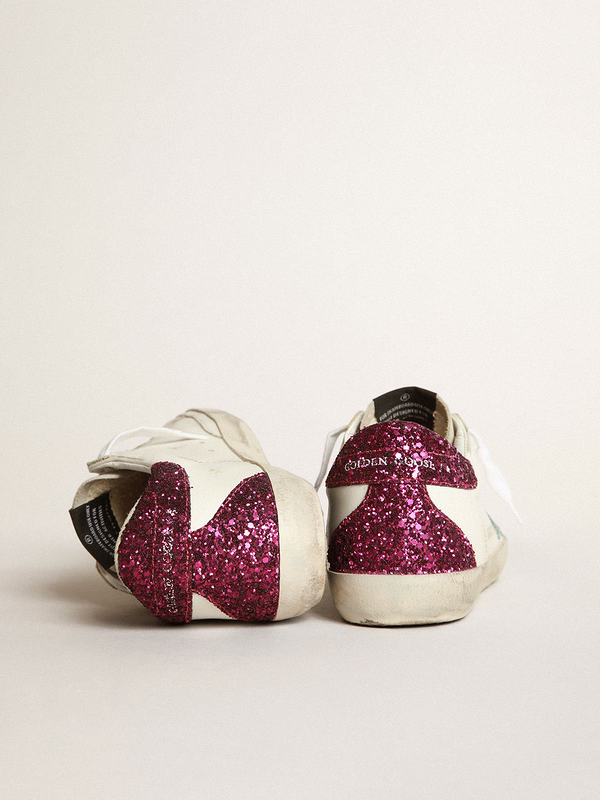 golden goose Super-Star sneakers with light blue glitter star and purple glitter heel tab(3C2
