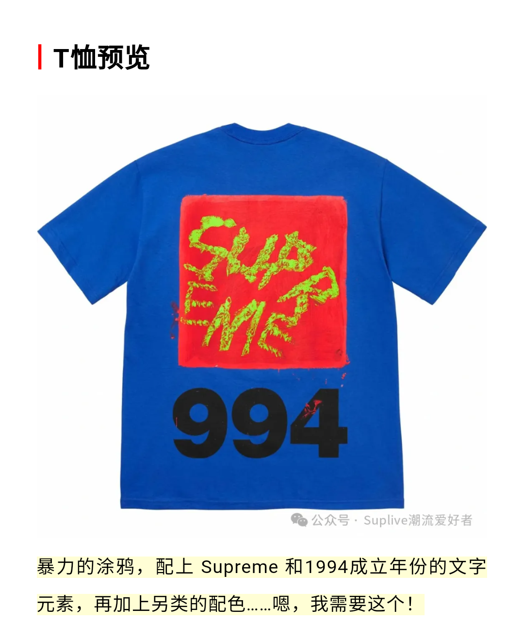 994 T恤 Supreme 24SS Paint Tee