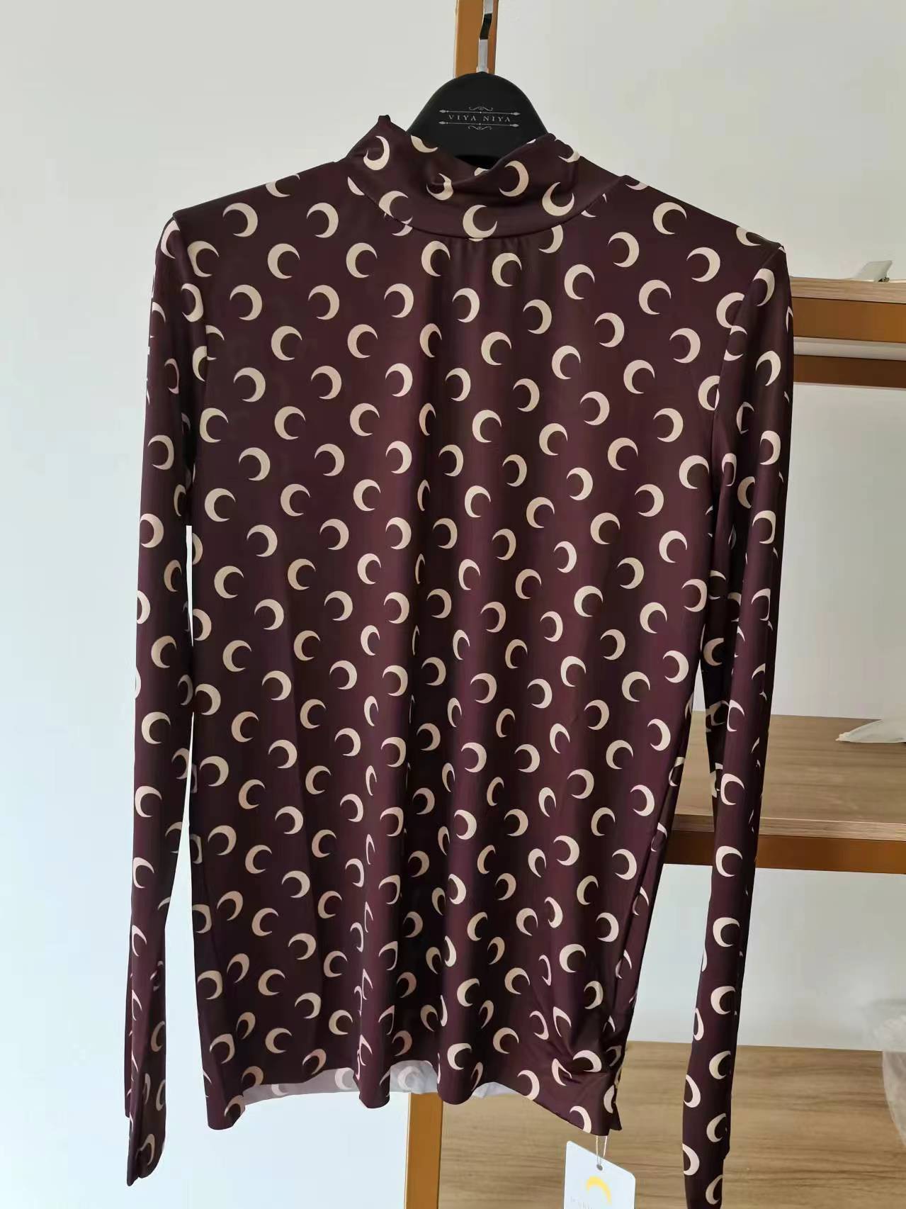 Marine Serre Second Skin Moon Turtleneck Top