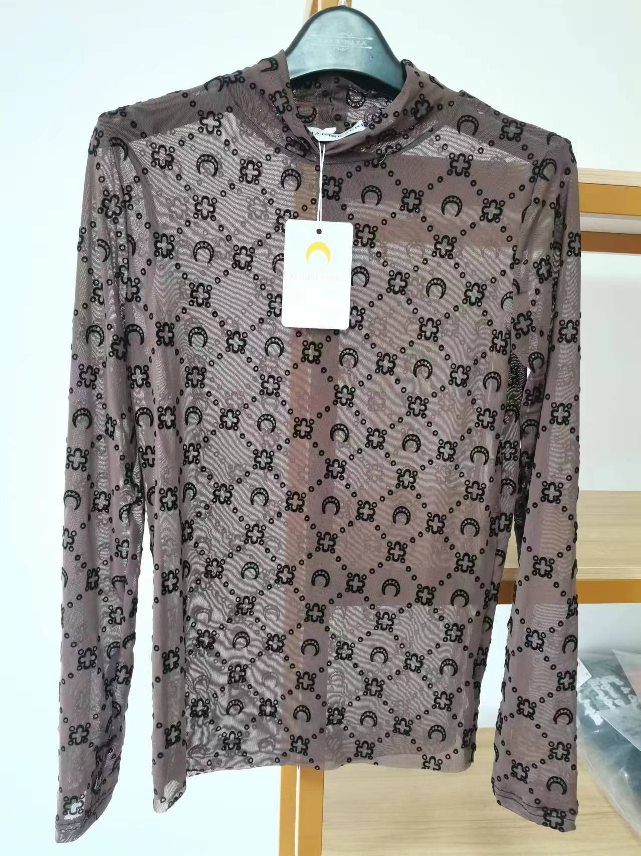 Marine Serre Moon Monogram Motif High Neck Sheer Top