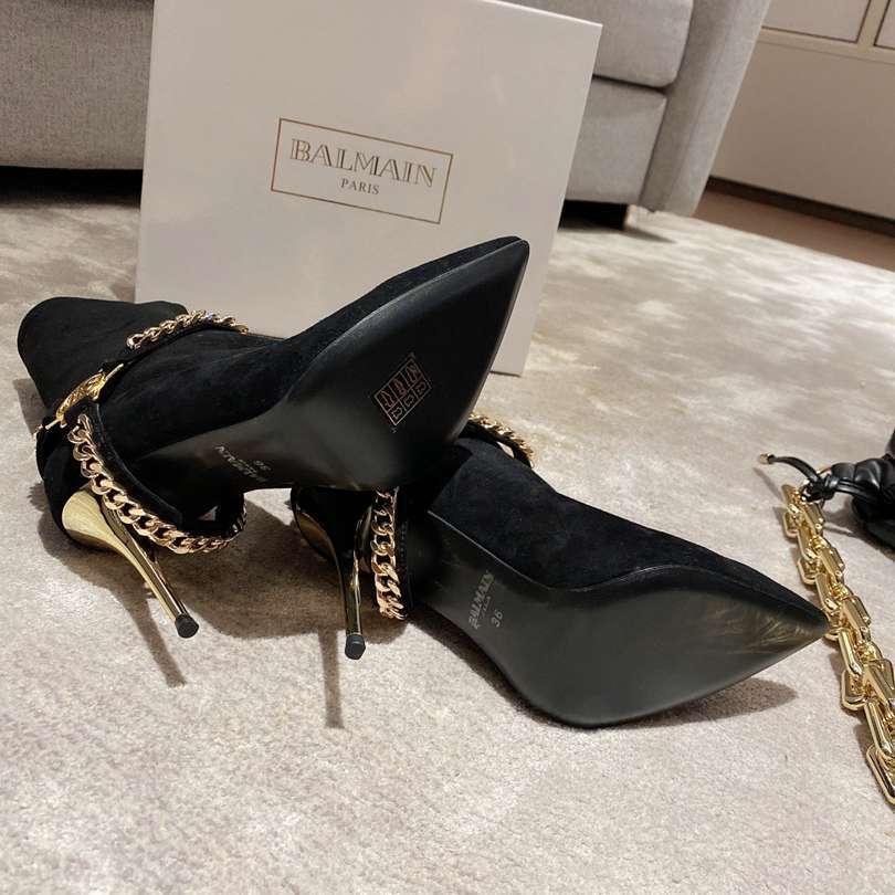 6550 6727410 巴尔曼秋冬走秀款尖头金属链条短靴 跟高10.5 码数：35-41 40.41定做