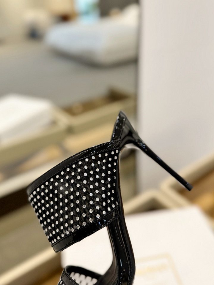 B8156300 巴尔曼 走秀网布水钻高跟拖鞋 36-39码