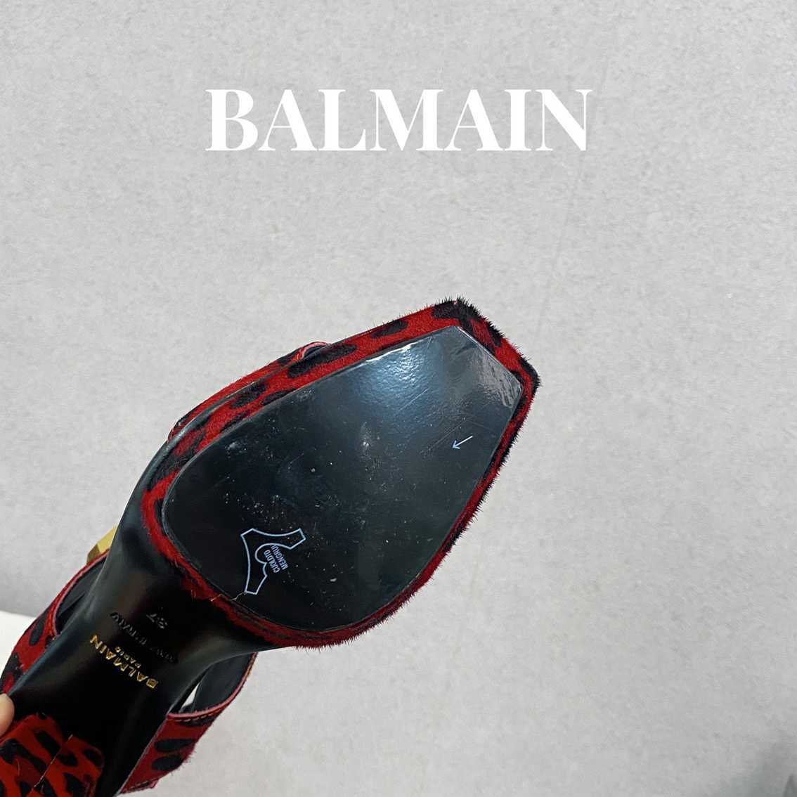 B8103400（皮面 马毛） Balmain 巴尔曼独家首发春夏款Ava铆钉厚底凉鞋 35-39