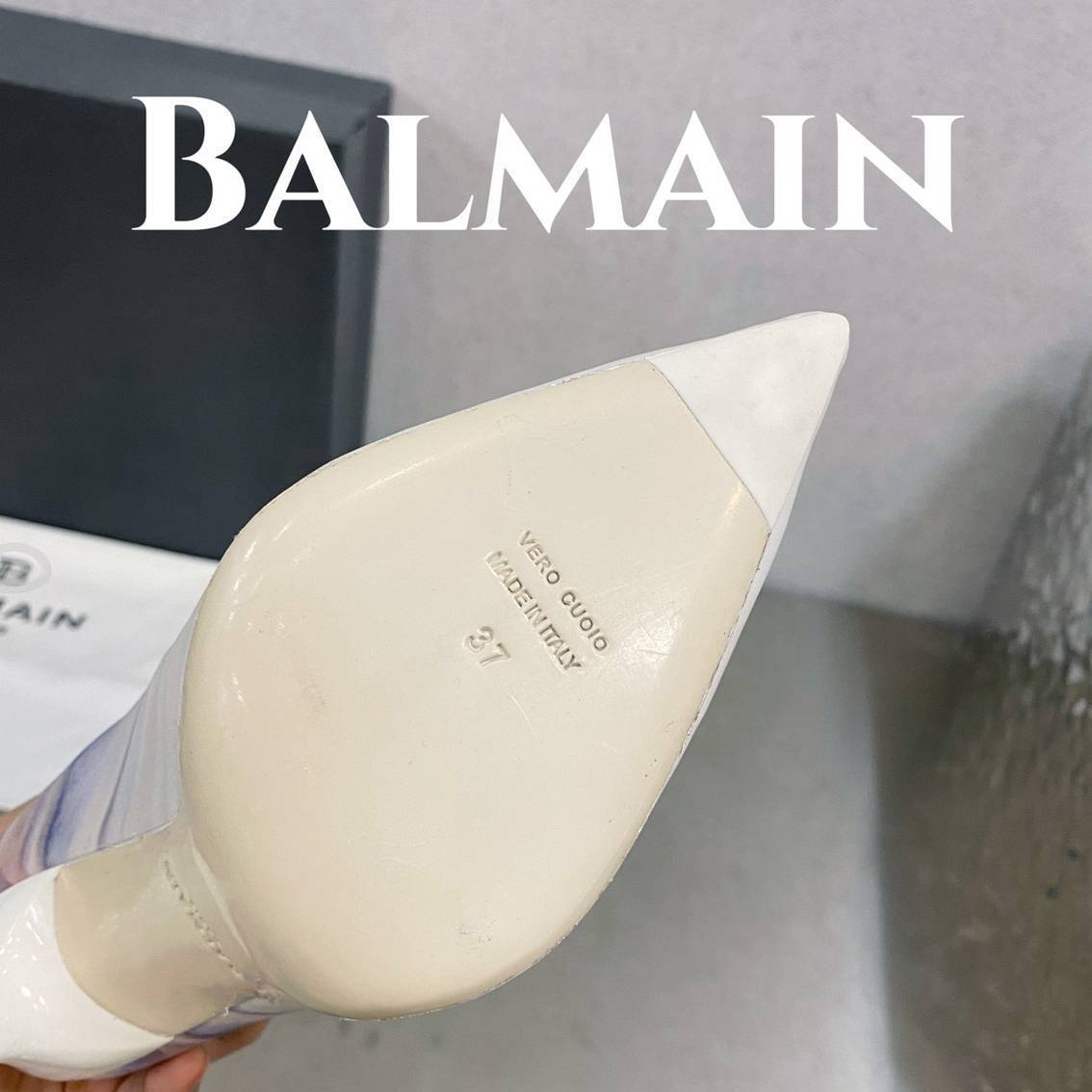 B8103370 巴尔曼💓👢𝑼𝒓𝒊𝒂 天空印花皮革靴子 35-39