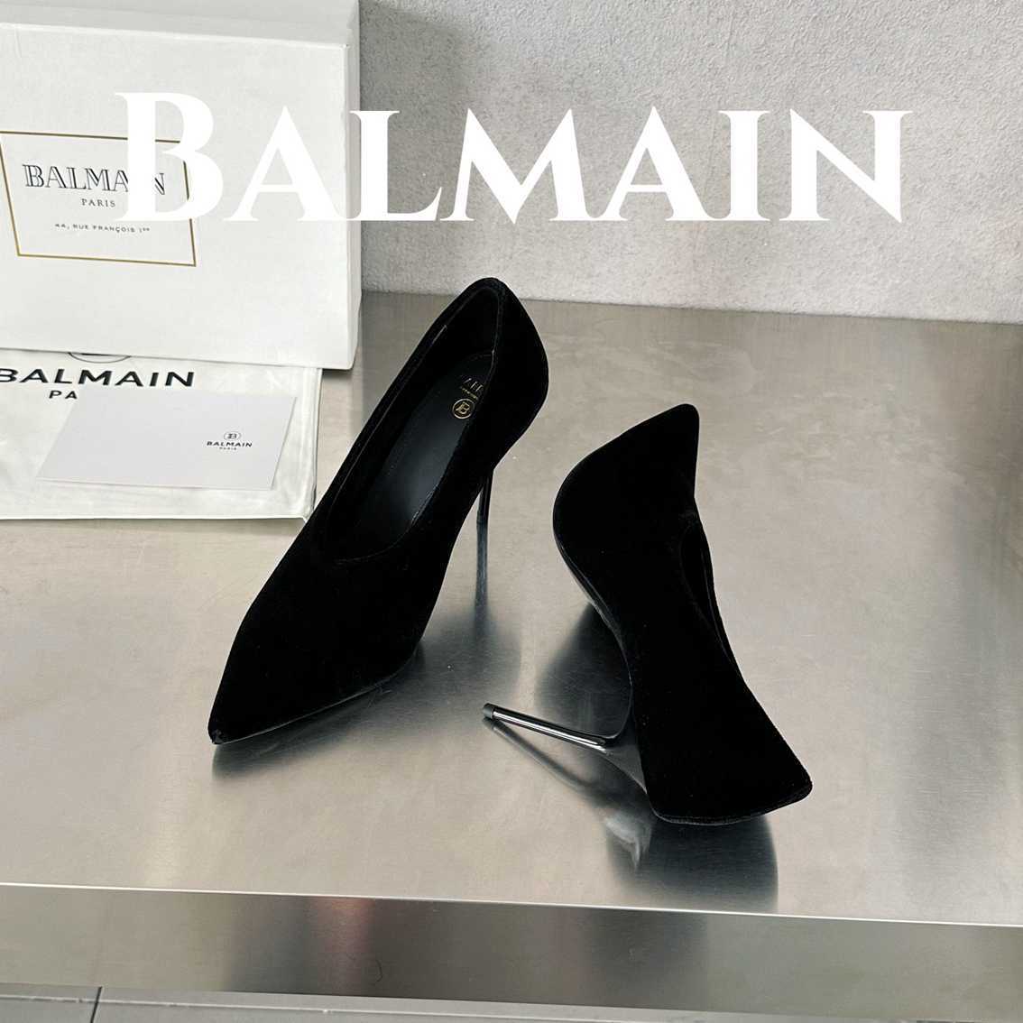 B8103300 （天鹅绒系） 巴尔曼 Ruby天鹅绒细高跟穆勒鞋💗 35-39