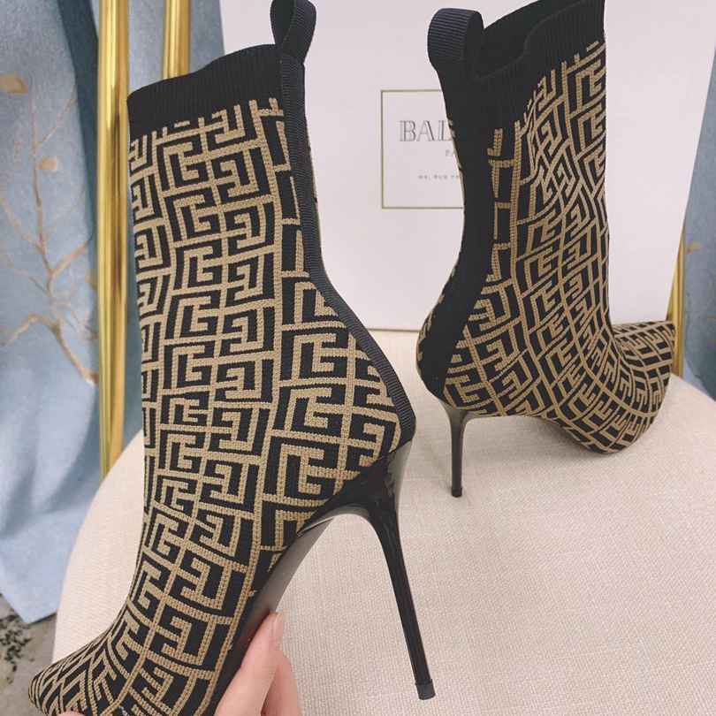 6550 6727 340 巴尔曼秋冬新款针织靴 跟高：9.5CM 35-41（40、41码定做不