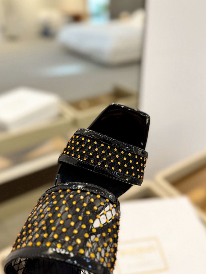 B8156300 巴尔曼 走秀网布水钻高跟拖鞋 36-39码