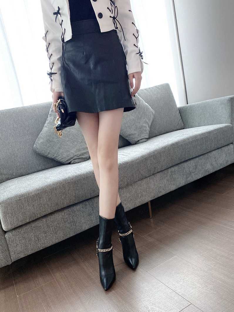 6550 6727410 巴尔曼秋冬走秀款尖头金属链条短靴 跟高10.5 码数：35-41 40.41定做