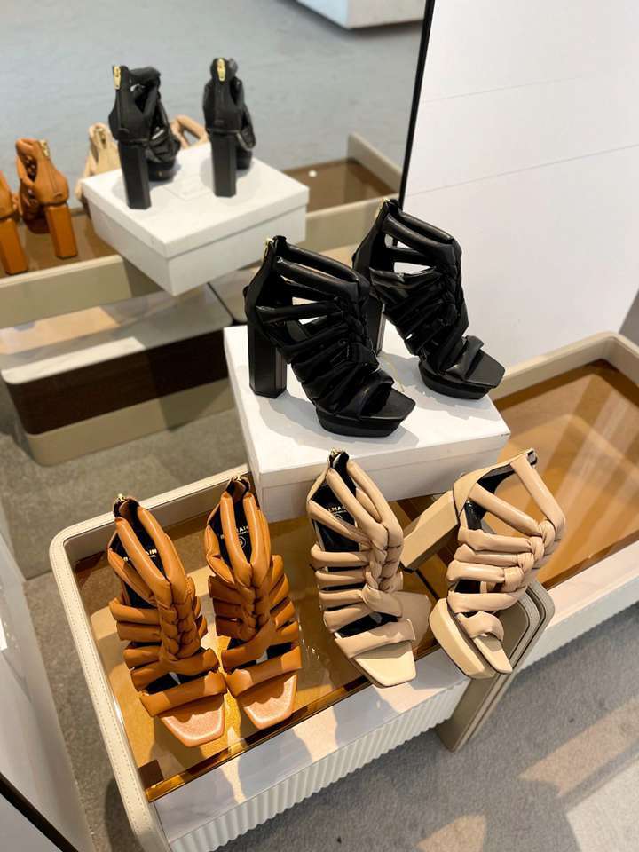 B8156430 巴尔曼春夏款走秀后绑带高跟拖鞋 36-39