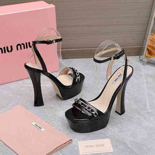 B8126330 Miu Miu走秀时装水钻链条装饰 高跟鞋 35-41