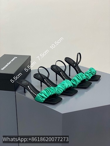 Alexander Wang AW Julie Scruncchie Satin Slippers Mules Slingback Heel Sandals