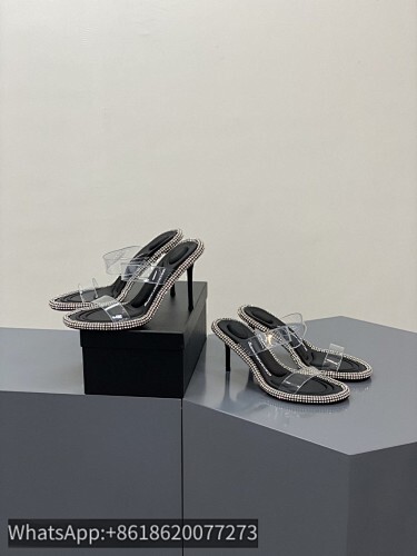 Alexander Wang 65/105 Double Pvc Straps Crystal Kira Slide Slippers Sandals