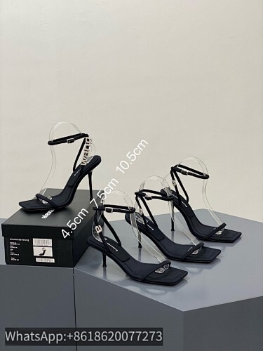 Alexander Wang 45/75/100 Square-Toe Ankle Crystal Strap Slingback Sandals