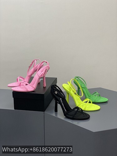 Alexander Wang AW Dahlia 105 Nylon/Leather Cross Straps Slingback Sandals Heels