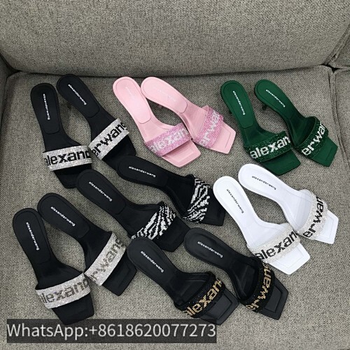 Alexander Wang Square-Toe Crystal Mules Slippers Sandals