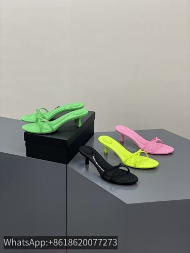 Alexander Wang AW Dahlia 50 Nylon Cross Straps Slide Slippers Mules Heel Sandals