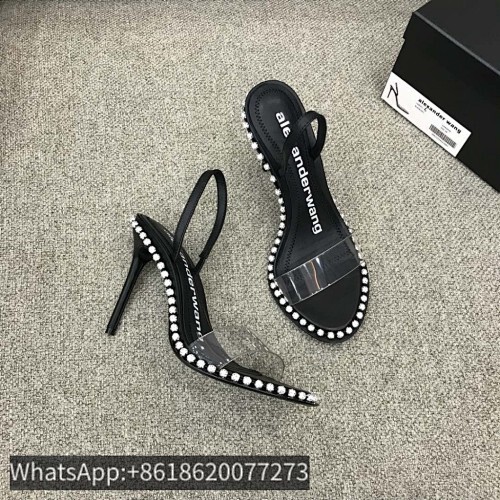 Alexander Wang 65/105 Nova High Crystal-Embellished Leather Pvc Slingback Sandals