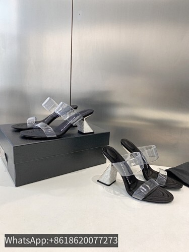 Alexander Wang 85/105 Pvc Strap Crystal Chunky Heel Slingback Sandals