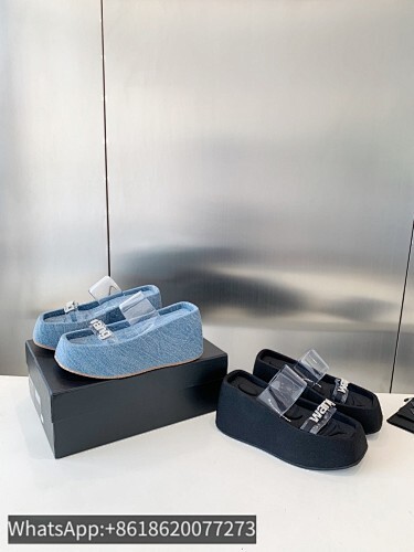 Alexander Wang Aw Taja Wedge Pvc Crystal Strap Slippers Mules Sandals