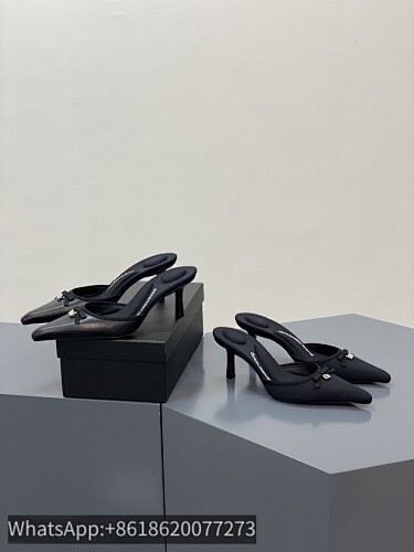 Alexander Wang Satin Goatskin Slide Slippers Mules Sandals