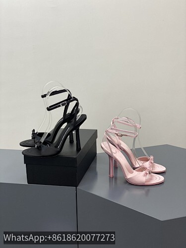 Alexander Wang Dahlia 105 Bow Satin Ankle Strap Slingback Sandals Heels