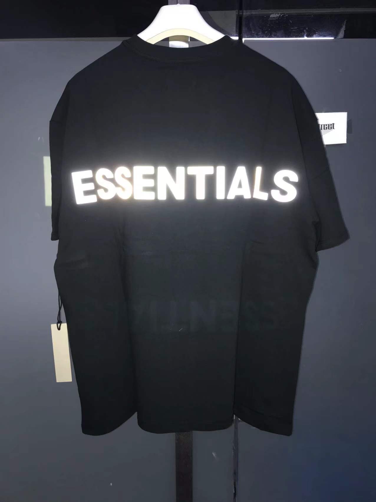 FOG272 Fear of God Essentials Black Letters Reflective T-shirt
